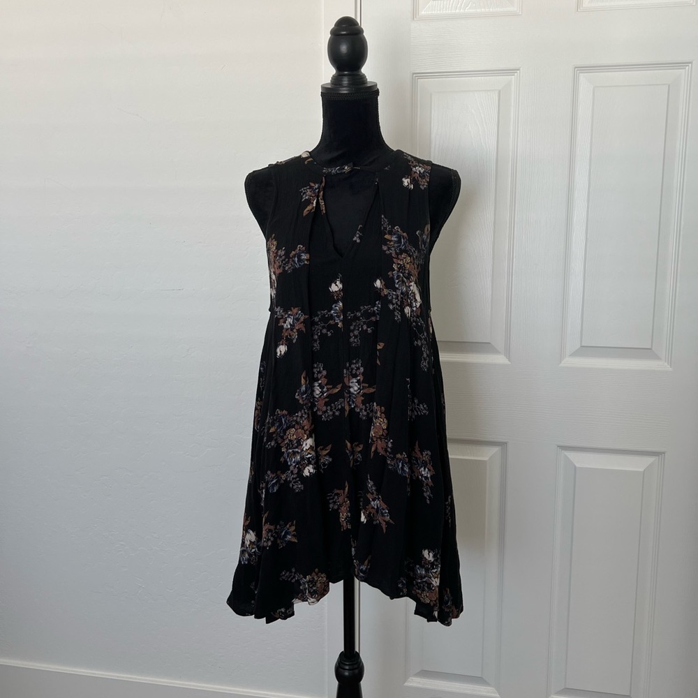 Free People Floral Rust Tunic Top Dress | Black | Size Small